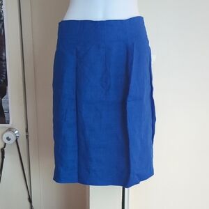 Vintage 100% Linen Blue Crystal Siemens Skirt